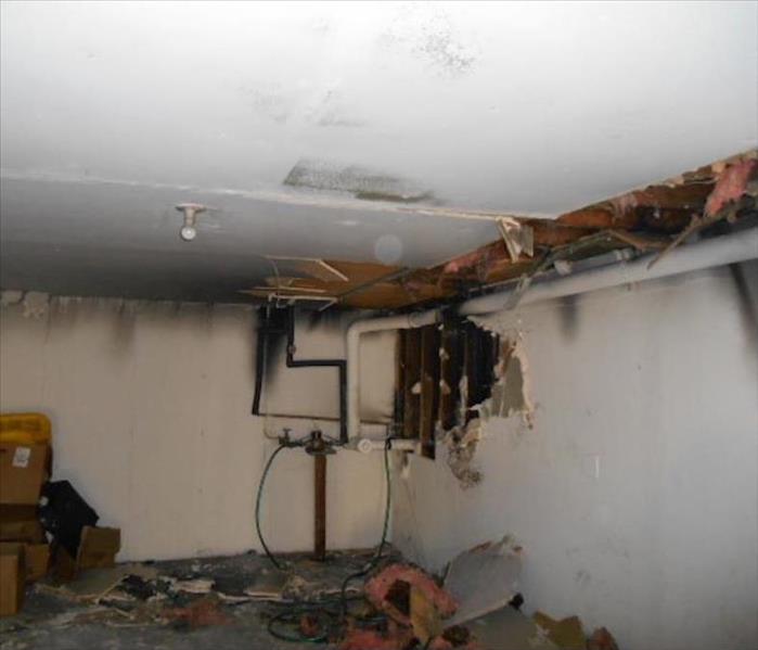 fire damaged room